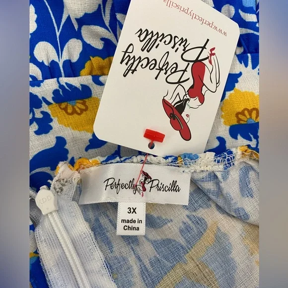 NWT Blue‎ Yellow Floral Sleeveless Halter Sundress Maxi Adjustable 3X (22/24) - Picture 14 of 16